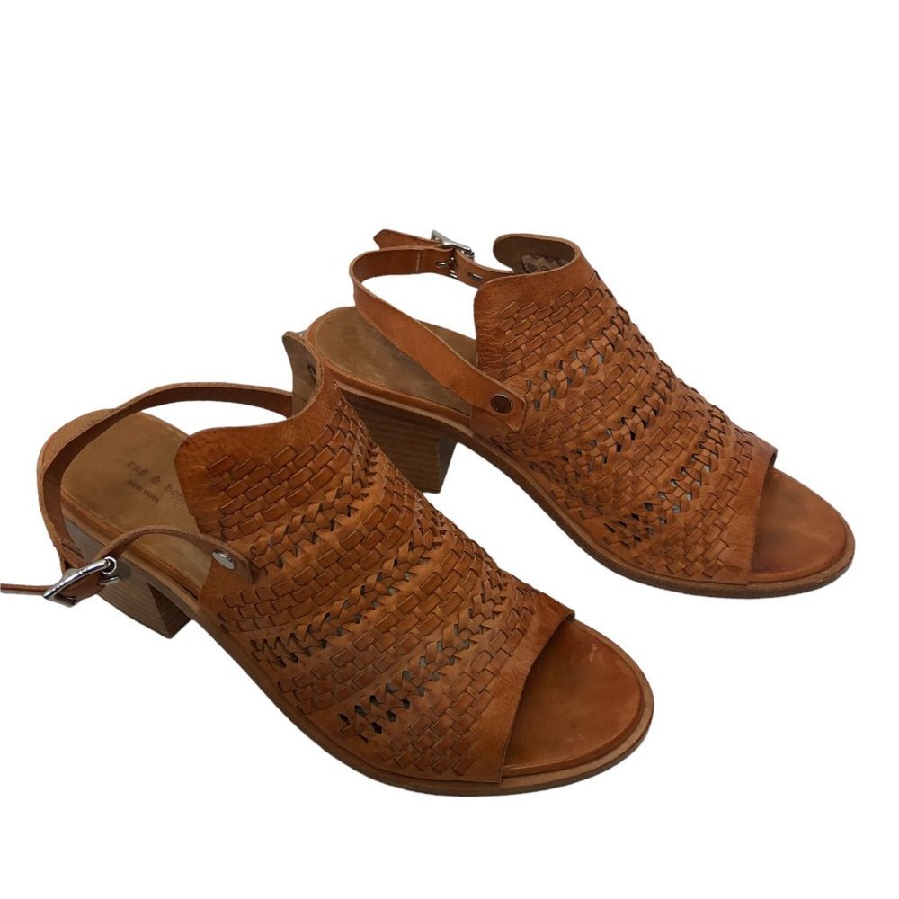 Rag & Bone Wyatt Ankle Strap Sandals Size 10 EU 40 Mid-Heel Woven Perforated - Picture 9 of 11